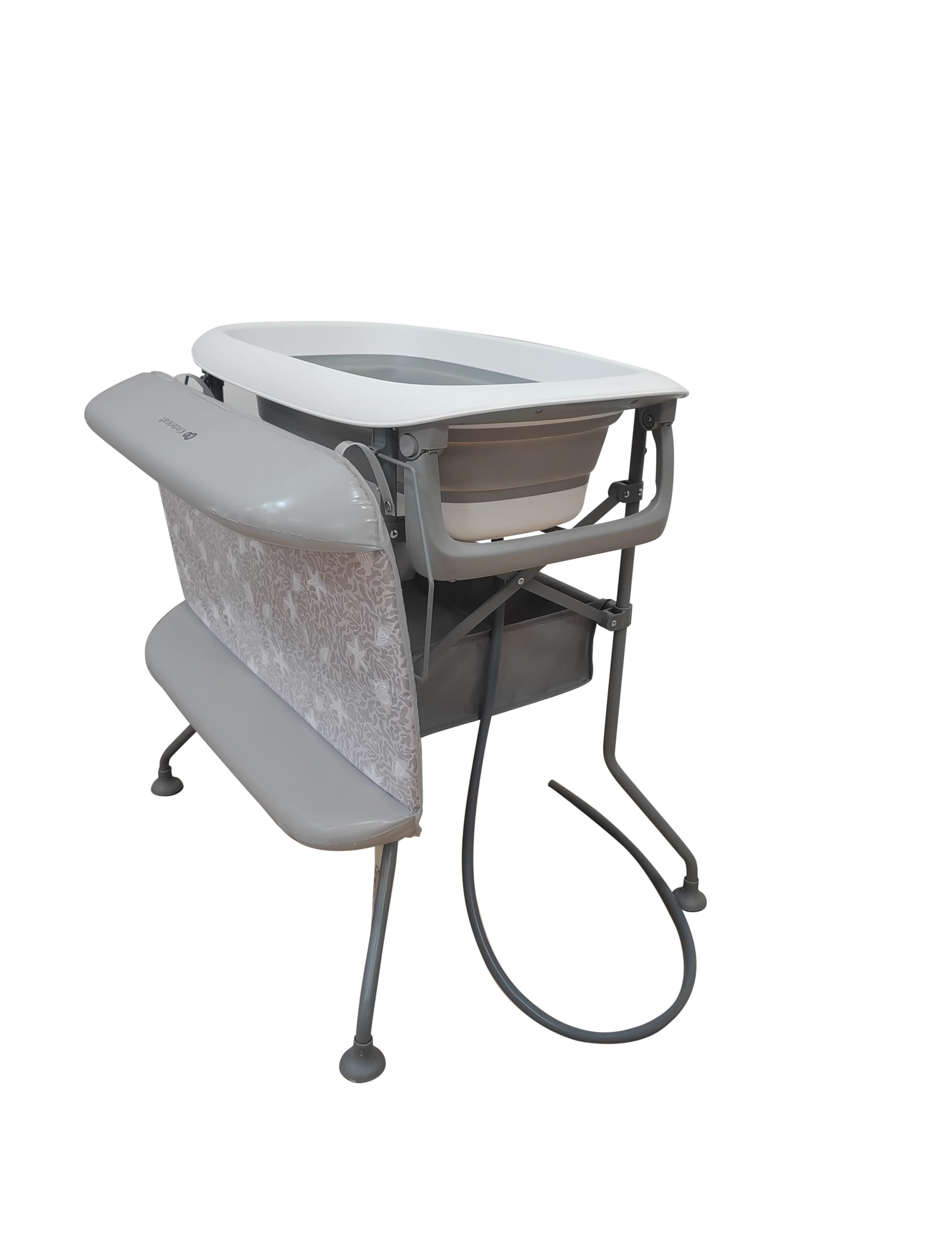 Kinderkraft BUBBLY Bagnetto per neonati con supporto, pieghevole, fasciatoio, montaggio facile e veloce, grigio