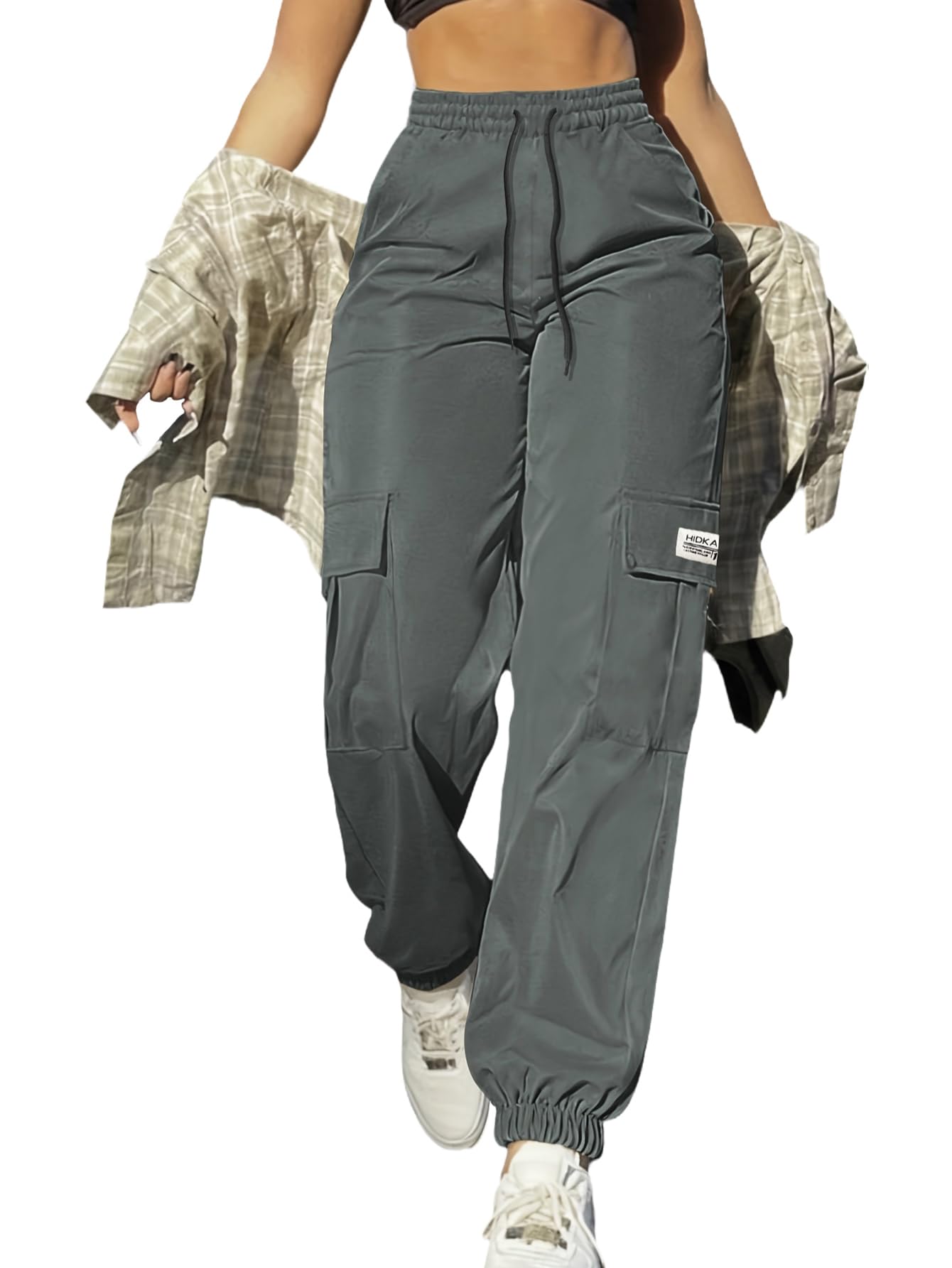 Hidkat Cargohosen für Damen – Leichte, atmungsaktive Knöchellange Hose mit Kordelzug für Freizeit und Outdoor-Sport