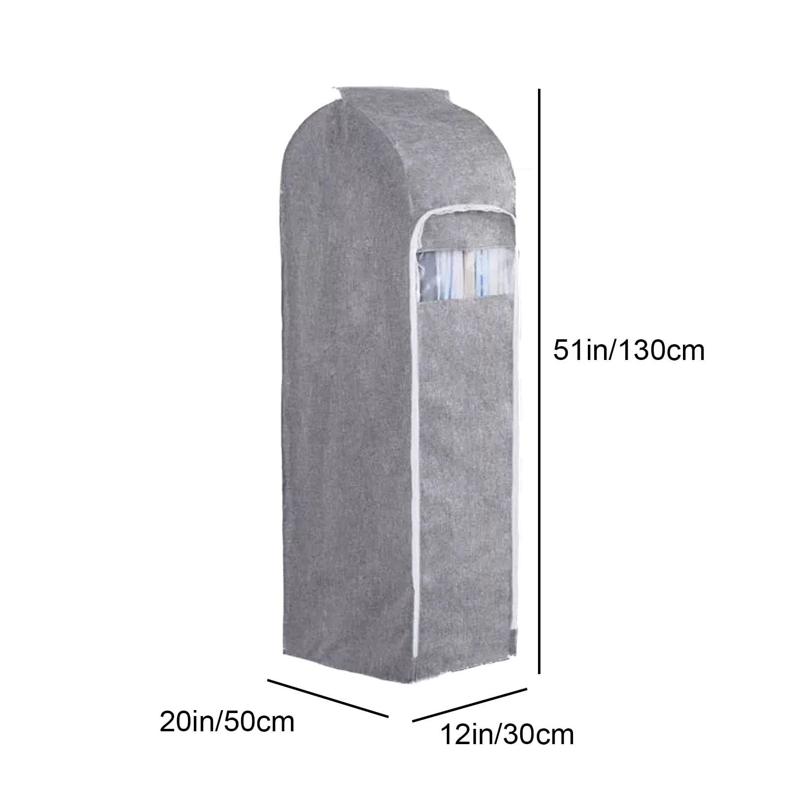 Funda Ropa Armario, Funda Ropa con Cremallera de 270°, con Base Cerrada, Material de Algodón y Lino con Encaje, Ventana Transparente(Gray)