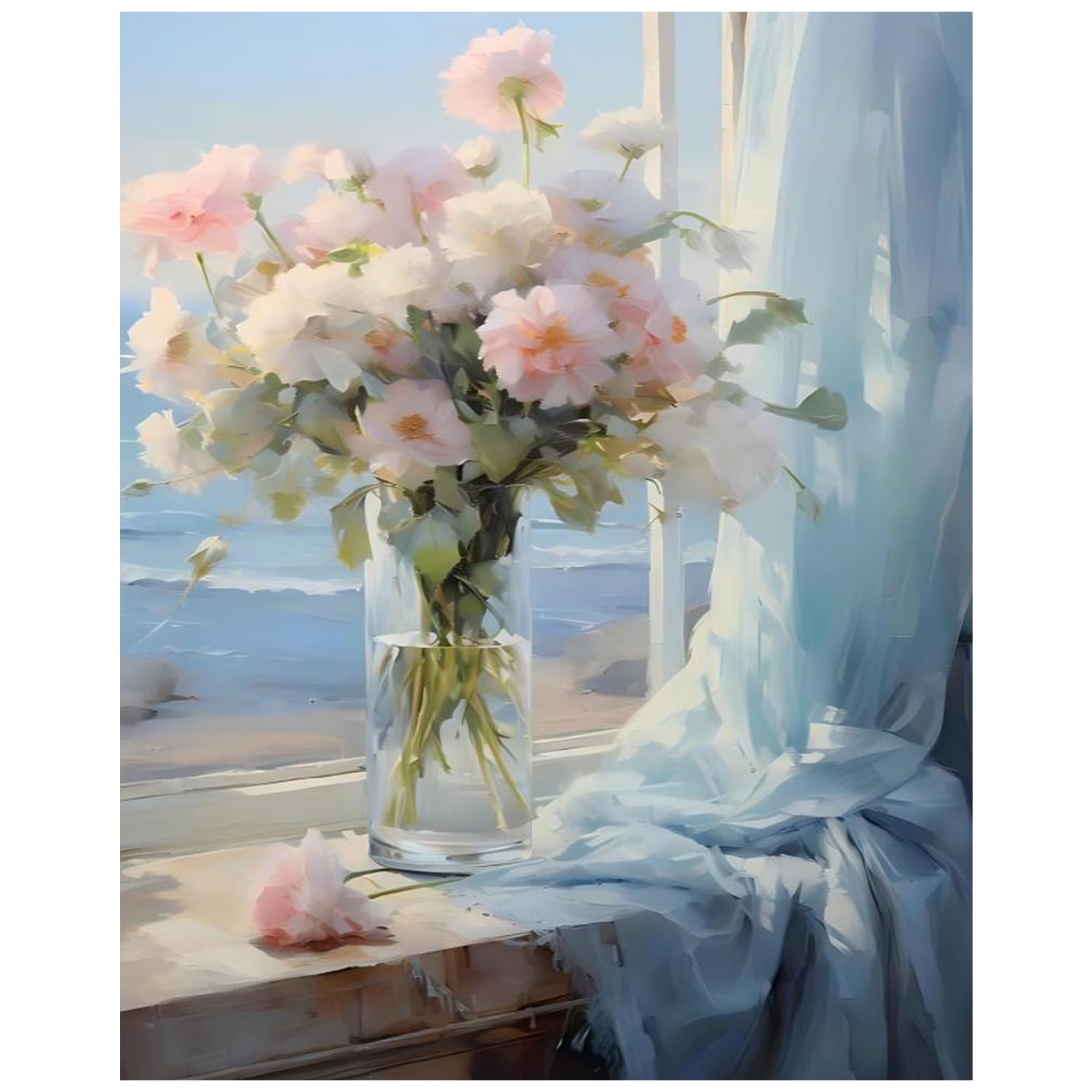 Kit Peinture Par Numéro Paysage 40×50 Cm – Toile Acrylique, Pinceaux, Crochet, Idéal Pour Décoration Murale Et Cadeau Détente