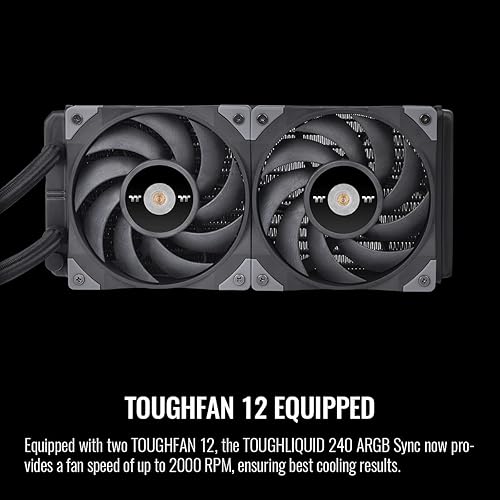 Miniatura 3 de Thermaltake TOUGHLIQUID 240 ARGB - Enfriador de CPU líquido todo en uno, AMD (AM5AM4)  Intel (LGA 17001200), radiador de alta eficiencia de 9.449in