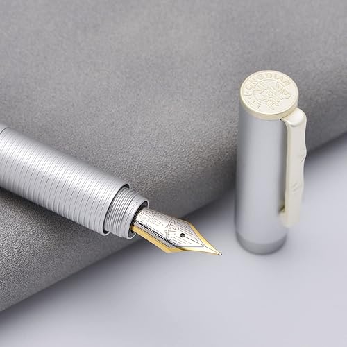 Vista 79 de Hongdian - Pluma estilográfica de bosque azul oscuro, punta extrafina, 0.015 in, hermosa textura de árbol, excelente pluma de escritura de metal