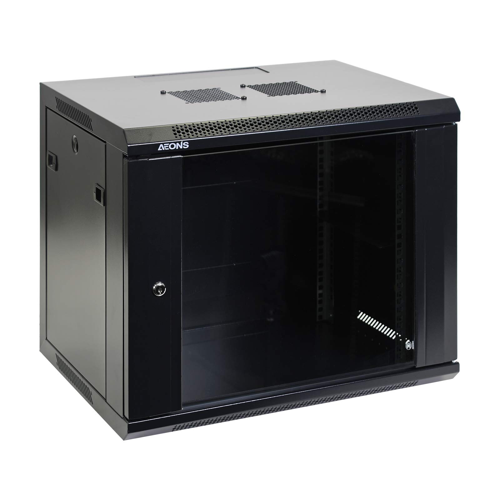 AEONS 9U Professional Wall Mount Network Server Cabinet Enclosure 19-Inch Server Network Rack 16-Inches Deep Black (Fully Assembled)