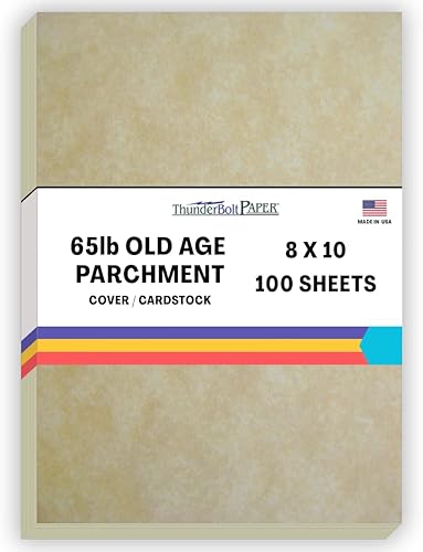 Vista 47 de 50 hojas de papel de cubierta de pergamino de la vejez de 65 libras, hojas de colores con peso de cartulina 8.5 x 11 pulgadas, tamaño de carta