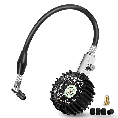 Medidor de presión de neumáticos de 100 psi que brilla en la oscuridad, calibre mecánico de neumáticos con esfera de 2.5 pulgadas para presión de