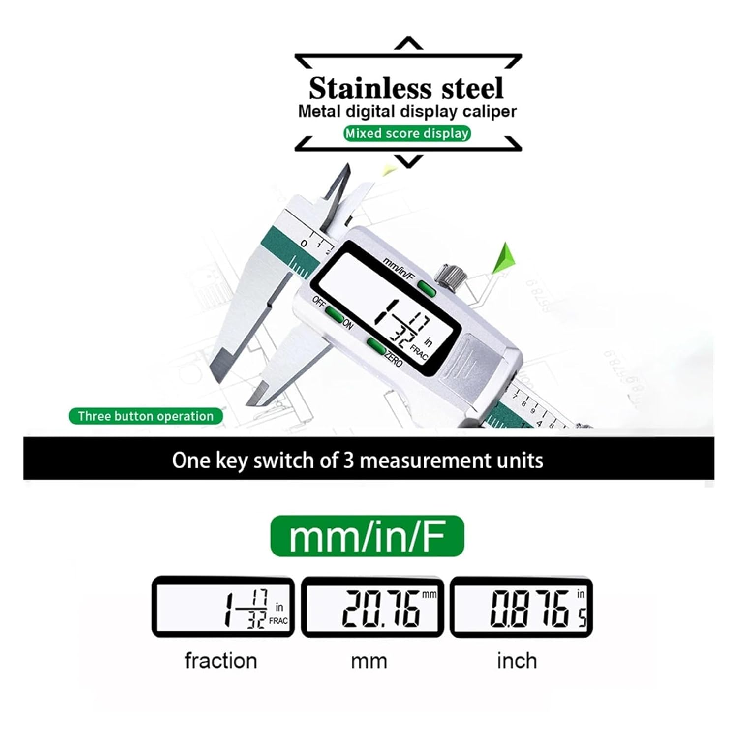 Stainless Steel Slide Caliper Vernier Ruler with Measuring Range of 0-150mm