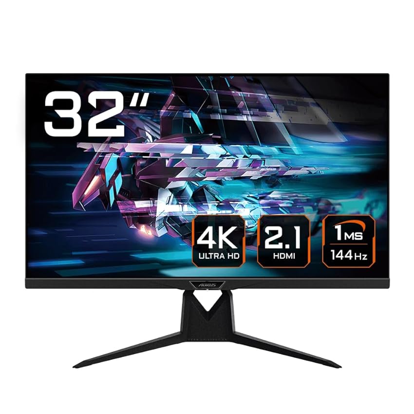 Gigabyte AORUS FI32U 31,5” Monitor da Gioco Pro 4K - 3840 x 2160 (UHD), 144Hz, 1ms, 350 cd/m2, FreeSync Premium Pro, Display HDR400, HDMI 2.1, Displayport 1.4