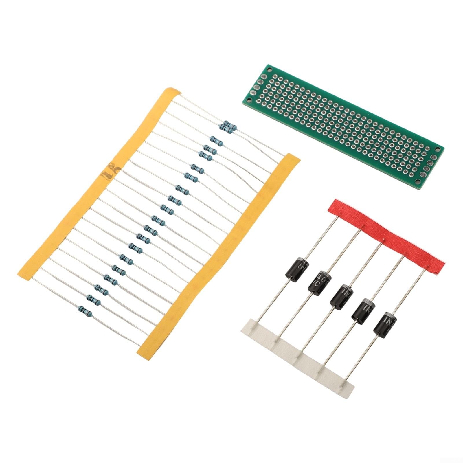 1818 pezzi Kit di componenti elettronici con condensatori monolitici, resistori, diodi LED e PCB per appassionati di fai da te e hobbisti, potenziometro transistor 11 serie A-220/A-92