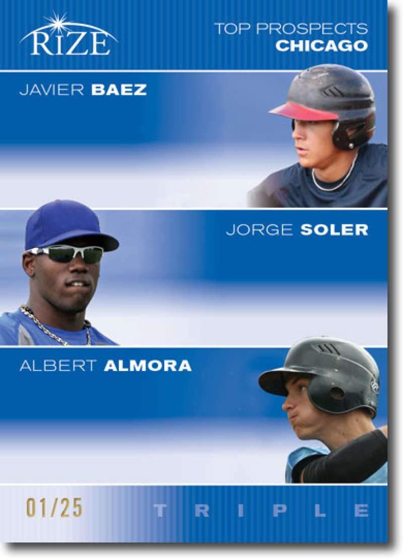 2012 Leaf Rize Draft Blue Top Prospects Triple #JB-AA-MW Jackie Bradley Jr/Albert Almora/Mason Williams Red Sox Outfielders (Rookie/Prospect Insert Emerald Paragon Card) MLB Baseball Card /25 NM-MT