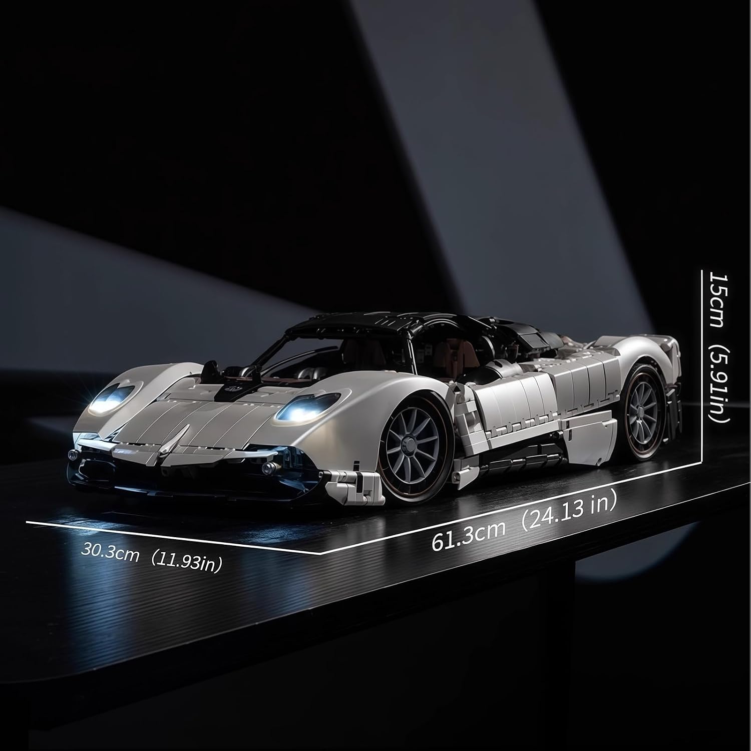 C10 Sports Car Building Set, 1:8 Scale Collectible Model Car Kits for Adults Racing Fans, Ages 18+ with Realistic Features, LED Lights, Gift for Birthdays, Room Display (4688 PCS, A-JD118)