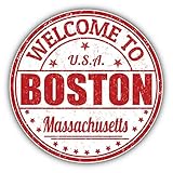MAGNET Boston City USA Grunge Welcome Stamp Vinyl Magnet Bumper Refrigerator Sticker Magnet Flexible...