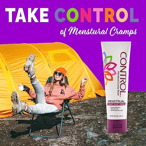 control menstrual cramp relief cream topical pain relief for period cramps and pms period relief products fast and effective easy to use safe for all ages hormone free all natural 3 oz tube