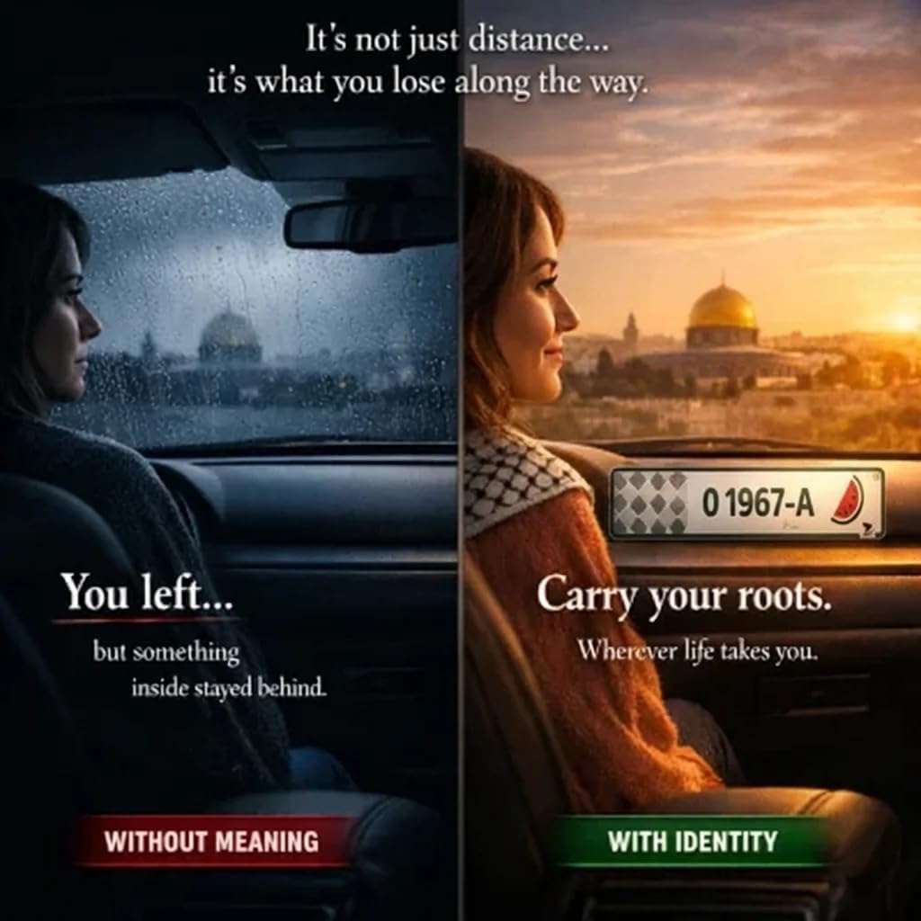 Premium Palestinian Decorative Dashboard License Plate, White 1967 A Edition, 520x110mm Aluminum Display Plate with Magnetic Gift Box, 4 Message Cards and Mounting Tape