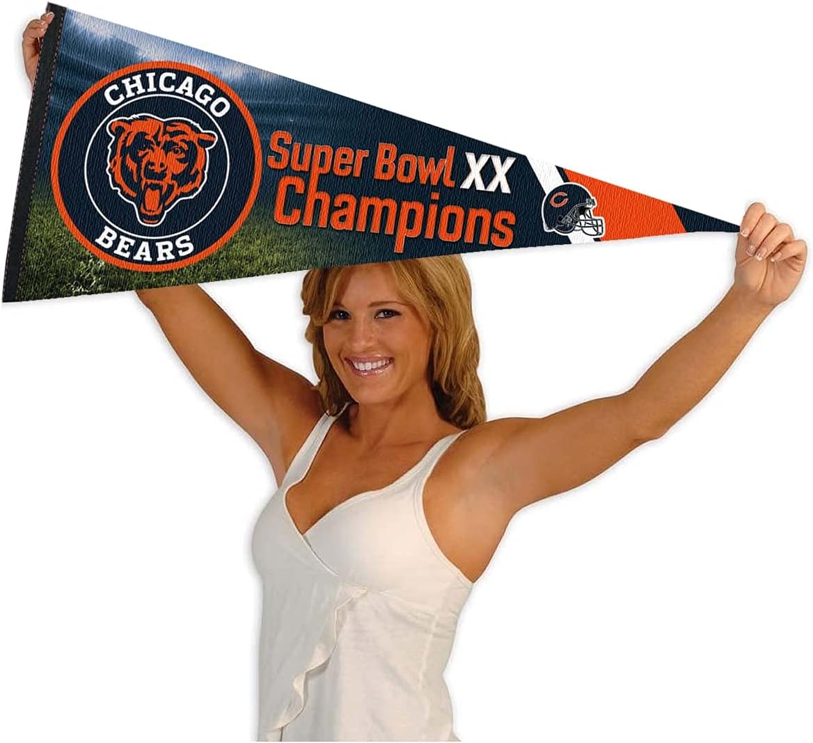 Chicago Bears 1985 Bowl Champions Pennant Banner Flag - Image 4