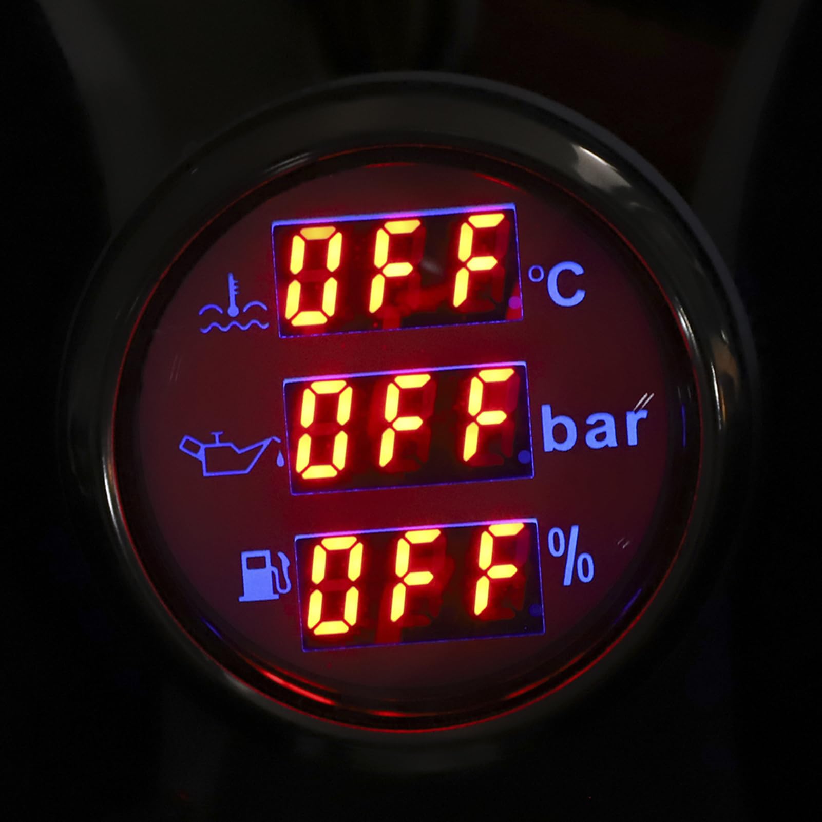 Medidor de temperatura del agua de refrigeración y presión de aceite 2 en 1, medidor de nivel de multifunción con alarma, resistente al agua IP67 para automóvil y bote, (Marcar blanca)