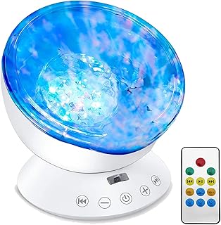 Ocean Wave Projector  Mermaid Decor Night Light L  7 Color Mood Lights Sound Mac - Compare price