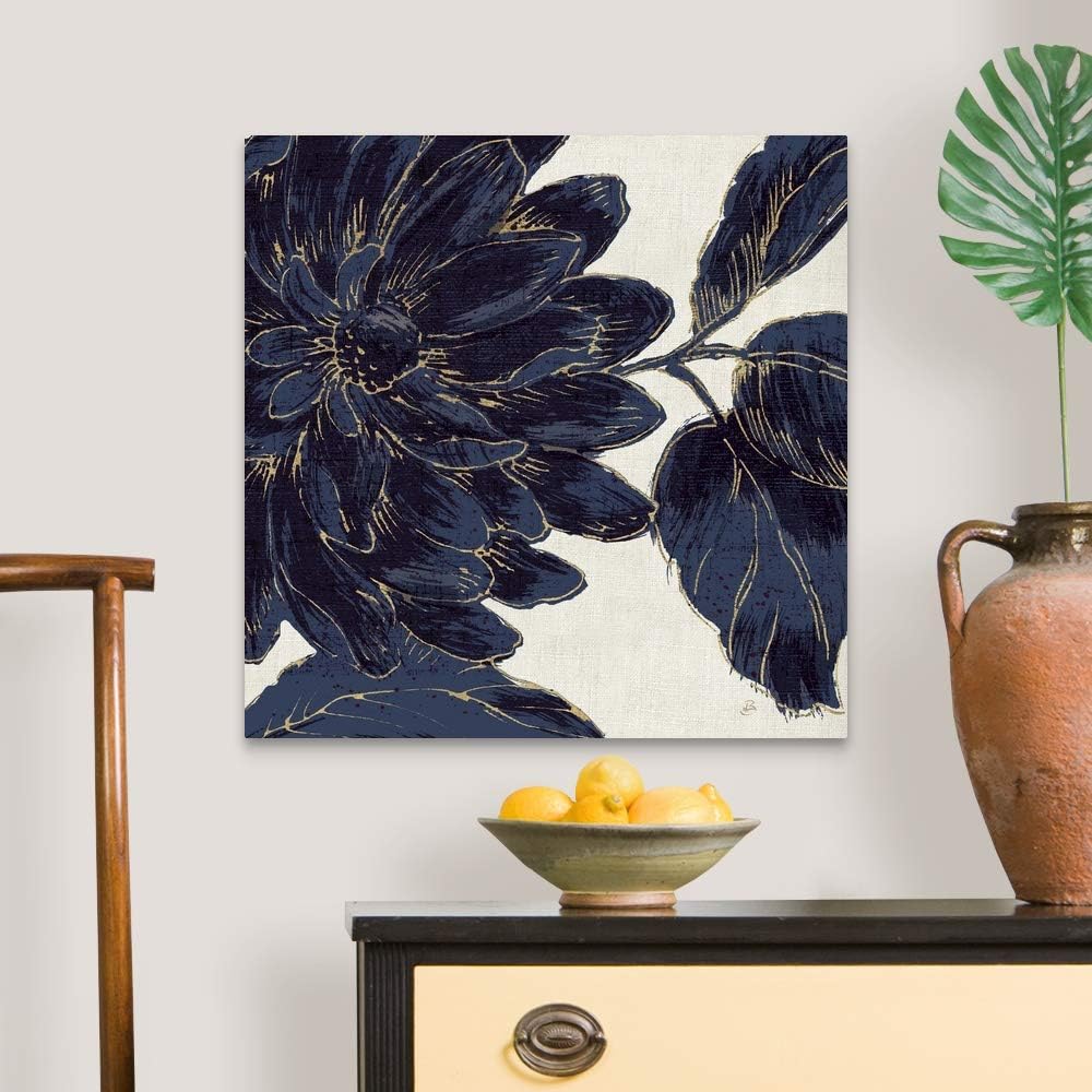 CANVAS ON DEMAND Indigo Garden I Canvas Wall Art Print by Daphne Brissonnet, Contemporary, Home Decor, Floral, Flowers, Nature Artwork, 24" x24in