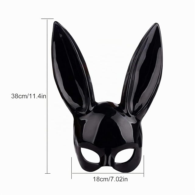 Foto 4 de 8 de Fiorky Máscara de conejo de orejas negras, máscara de conejo para mujer, máscara de anime