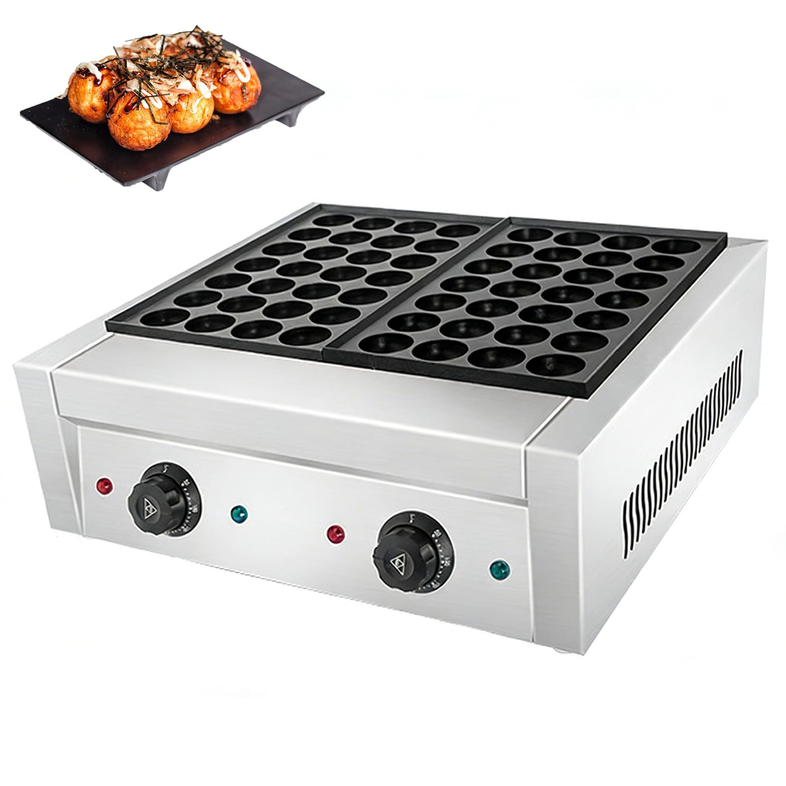Takoyaki Maker Elettrico Macchina a Sfera Antiaderente 28/56 Fori con Controllo della Temperatura Diametro 4 cm Ideale per Ristoranti e Panetterie