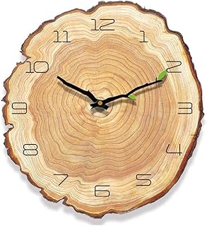 掛時計 壁掛け時計 かけ時計 北欧の創造的な壁掛け時計リビングルーム寝室オフィスサイレント木製年次リングアート壁掛け時計 掛け時計 壁時計 時計 (Color : A, Size : 38x40cm)