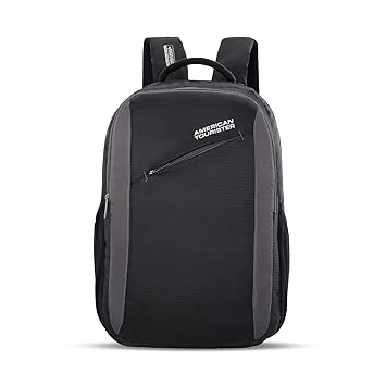 American Tourister Martt+ 02, 30L Laptop Backpack, Office Bag, Backpack Bag For Man and Women With Rain Cover, Ergo Back and Air Groove, Black/Grey