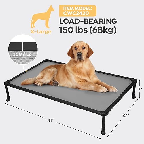 Miniatura 4 de Veehoo Cama elevada para perros a prueba de masticación, plataforma de entrenamiento duradera para perros grandes, cuna elevada para interiores y