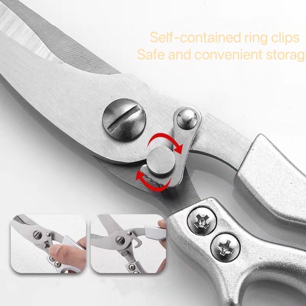 Heavy Duty Stainless Steel Kitchen Scissors, Professional Cooking and Poultry Shears for Bones, Turkey, Meat, Fish and Vegetables, 2-Pack