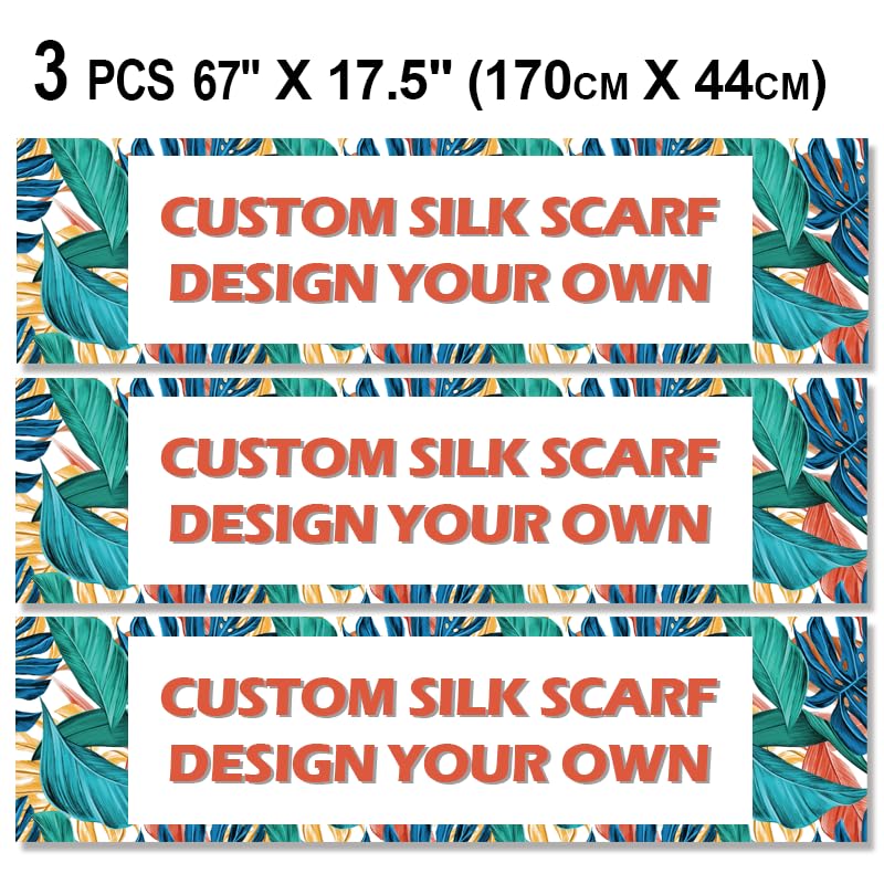 Custom Silk Scarf Design Your Own 3 Pcs 67" x 17.5", Custom Printed Bandana Shawl, Private Customization, Personalized Design, Gift Ready2