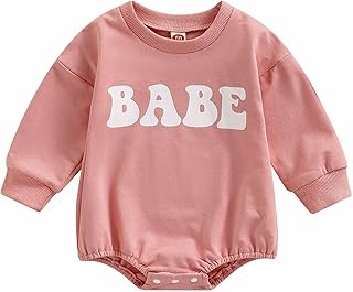 Baby Girl Boy Crewneck Sweatshirt Romper, Long Sleeve Rainbow Pullover Sweater Top Warm Fall Winter Clothes