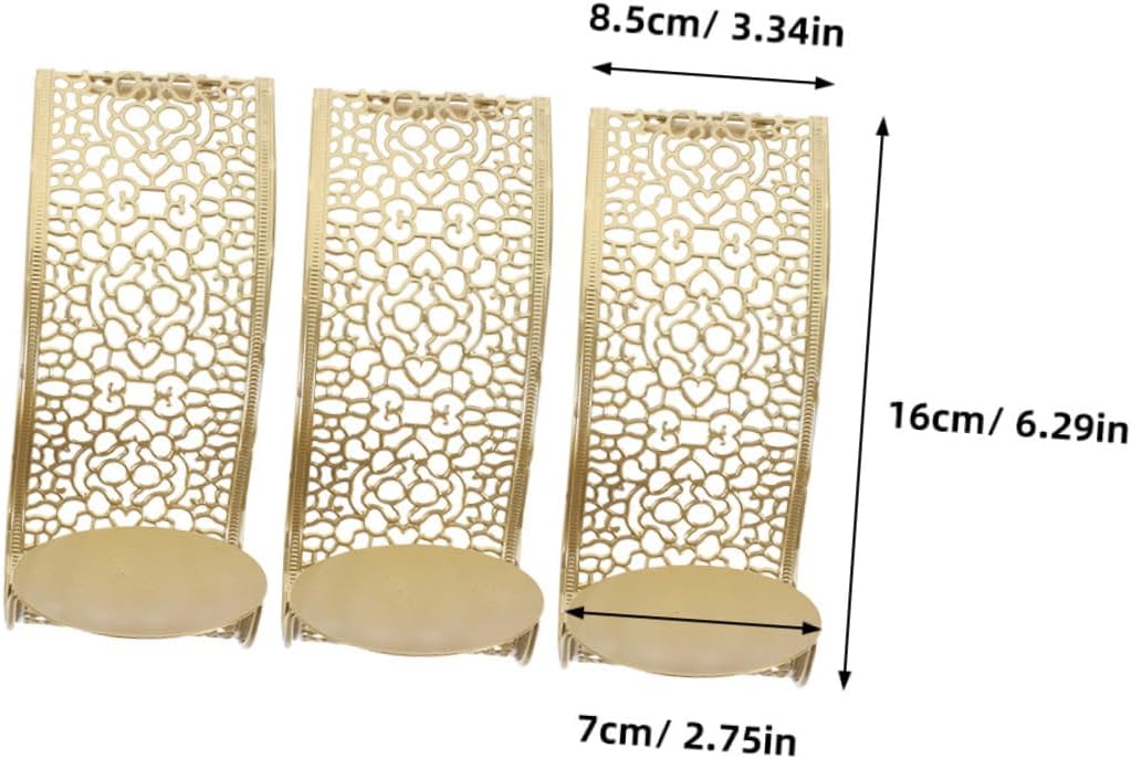PRETYZOOM 3pcs Wall Sconce Candle Holders Set Hollow Design Metal Wall Art for Home Decor Decorative Candle Holders for Living Room Kitchen and Dining