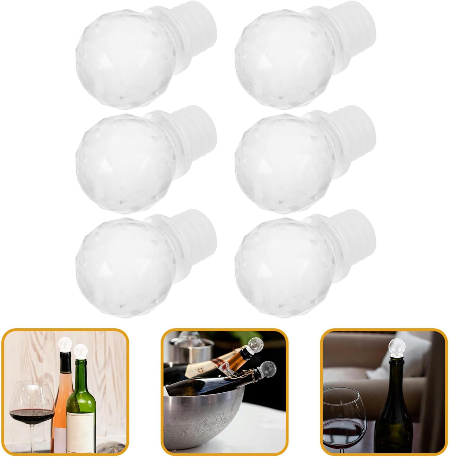 6pcs Decorative Wine Stoppers Acrylic Silicone Wine Bottle Party Gift image 5