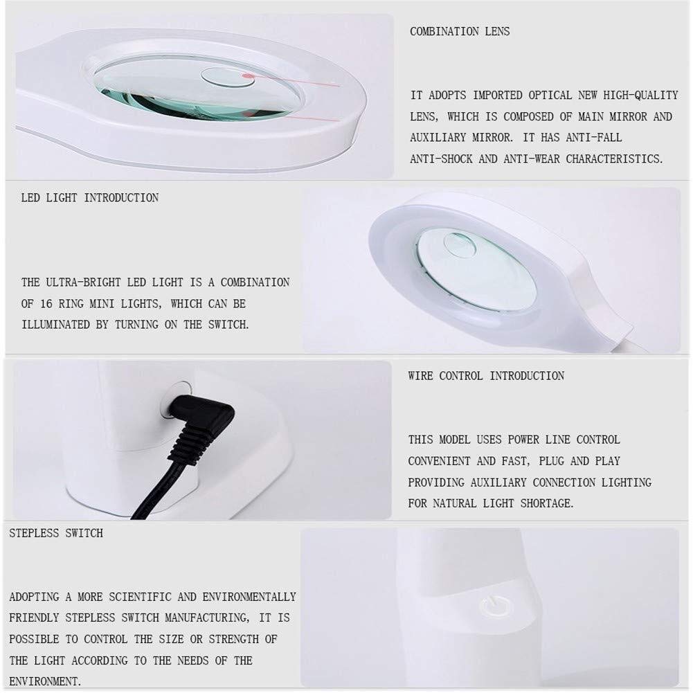 Lámpara de Mesa con Lupa LED para Escritorio, Lupa para Leer Bordados Antiguos, Mantener tallados, 10 Lentes ópticas, 20 aumentos, Lupa multifunción HD con LED.,