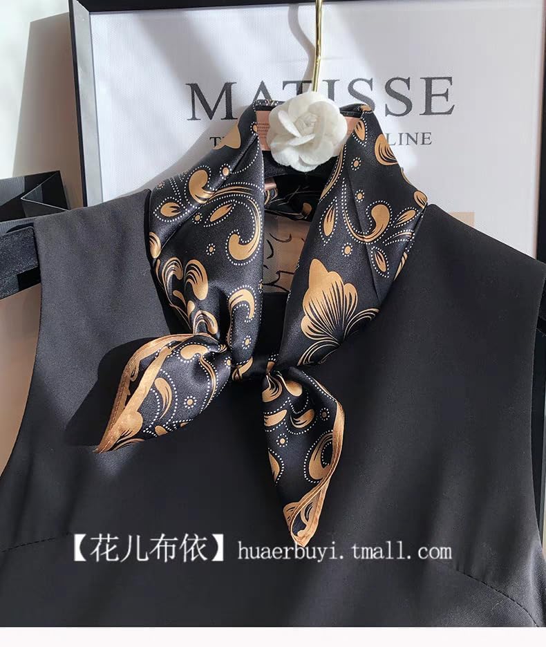 Aufeel 100% Real Mulberry Silk Women Small Square Neck Scarfs 21" Lightweight Headscarf Printed Neckerchief Gift Packed - Image 2
