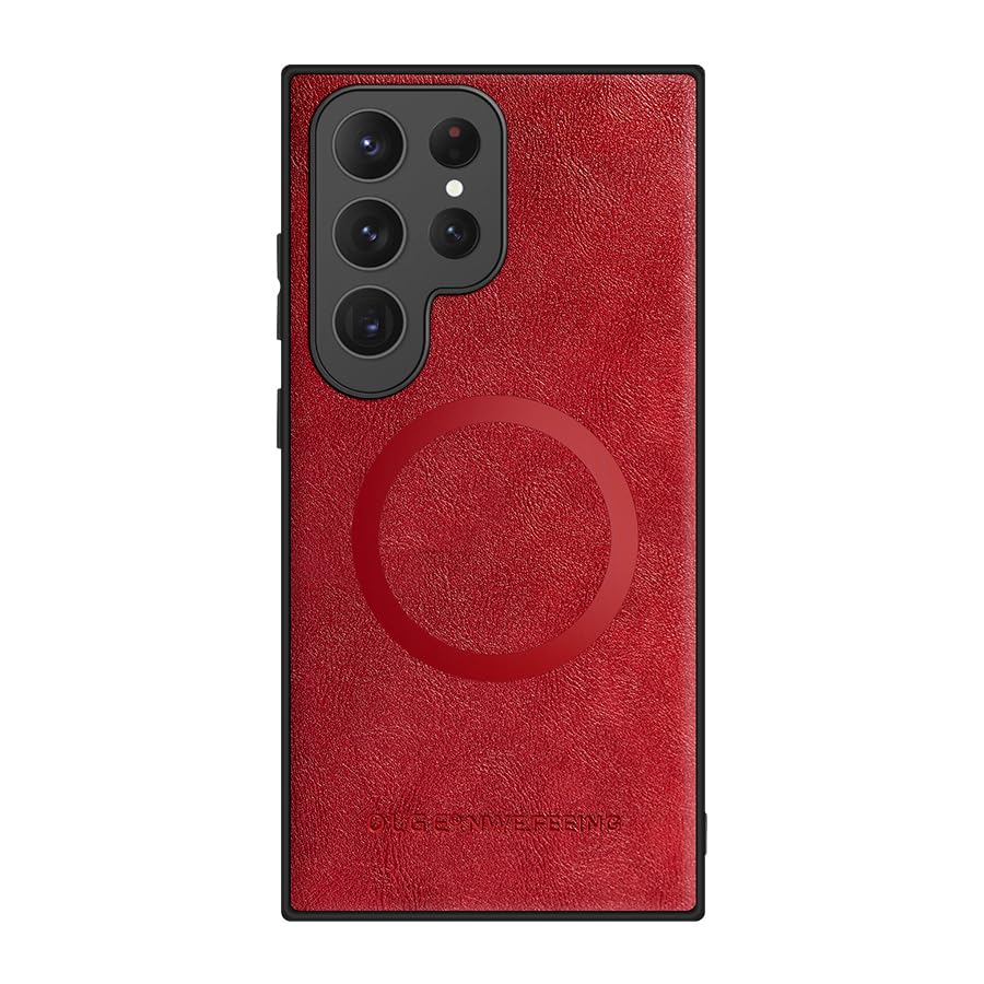 Pzwoxukhov Compatible with Samsung Galaxy S24 Ultra Case Cover,PU Leather，Shockproof Phone Case Red