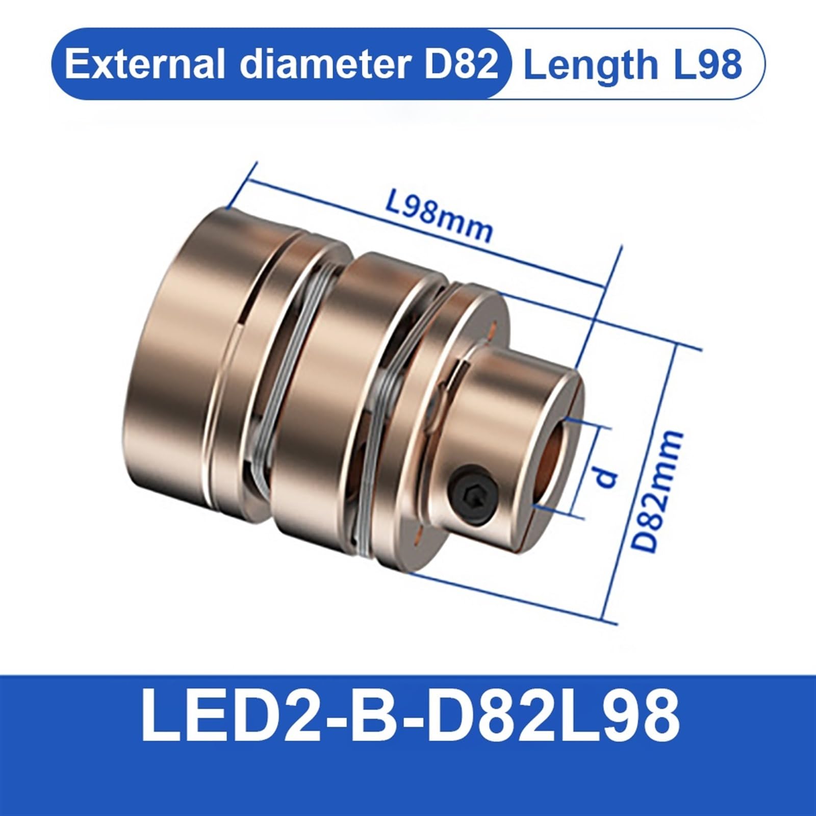 Sprzęgło kołnierzowe LED D82L68/98 elastyczne sprzęgło wału silnika membrany aluminiowe przegub uniwersalny do drukarki 3D Cardan Rc (rozmiar: LED1-B-D82L68-20X20)