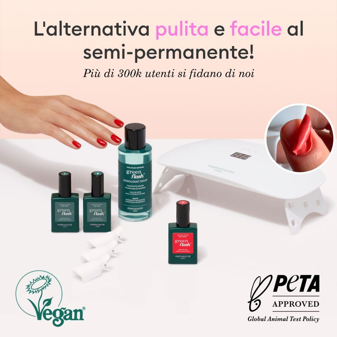 Manucurist Kit Semipermanente Unghie Rosso Poppy Red - Kit Unghie Gel Completo: Lampada UV LED Unghie Professionale 24W, Base & Top Coat, Gel Unghie, Solvente, Pinze - Idee Regalo Donna