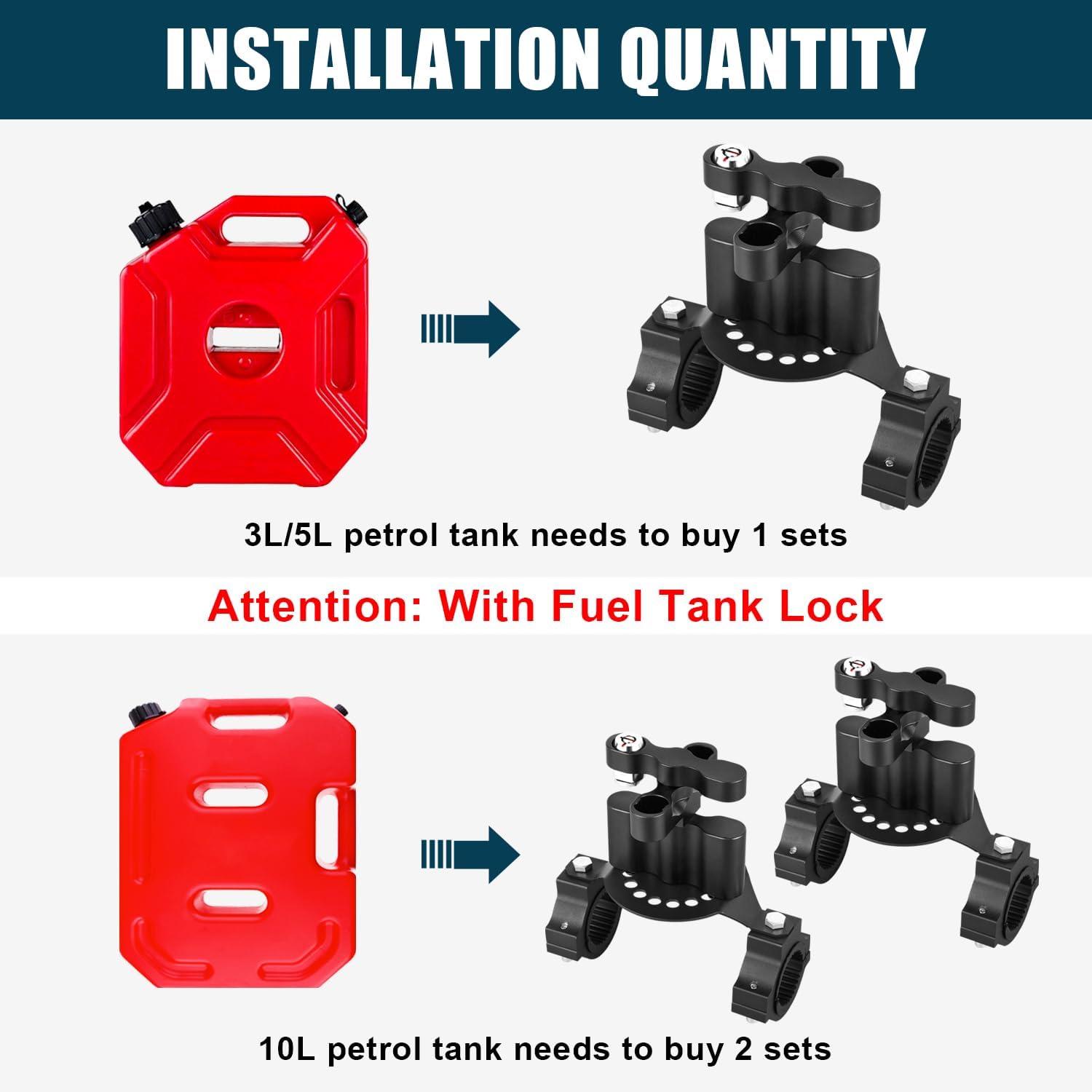 1''-2'' Roll Bar Gas Tank Water Can Pack Mount,Oil Mounting Holder Gasoline Pack Fuel Container Mount with Locks Compatible with for ATV UTV Polaris Pioneer Can Am Maverick Commander Talon