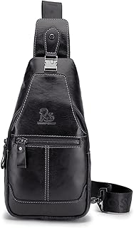 Borsa da Petto da Uomo Borsa a Tracolla in Vera Pelle Sport all'aperto e Tempo Libero Moda Vintage Impermeabile Borsa a Tracolla per il Petto