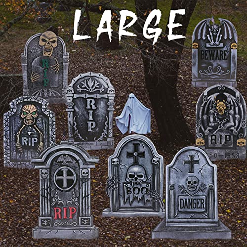 Large Halloween Tombstone Yard Sign 16.5 inch, 8 PCS Tombstones for Graves Halloween Gravestone Lawn Signs With Stakes Halloween Outdoor Decor Yard Decorations Waterproof Large Halloween Tombstone Yard Sign 16.5 inch, 8 PCS Tombstones for Graves Halloween Gravestone Lawn Signs With Stakes Halloween Outdoor Decor Yard Decorations Waterproof