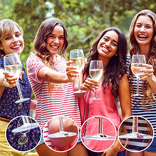 Sureio 24 Pieces Wine Glass Charms Rings Stem Glass Markers Glass Charms Enamel Charm Pendants Funny Drink Markers Tags Designer Charms For Stem Glasses Tasting Party Favors Decoration #TOP7