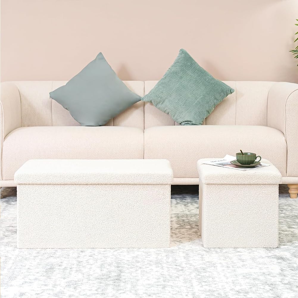 Baul Almacenaje Plegable, Puff Almacenaje y Asiento Acolchado Reposapies Salon Banco Almacenaje para Salón, Dormitorio o Pie de Cama Green 76x38x38cm