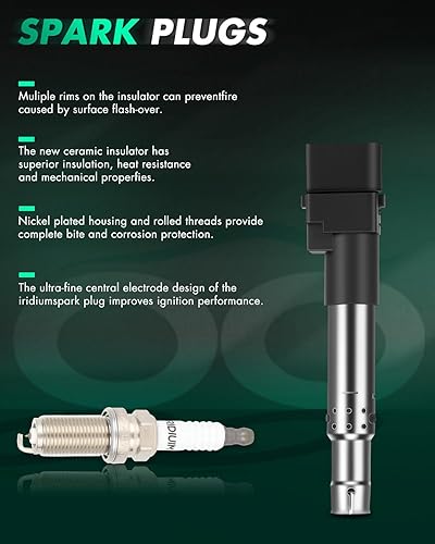 Miniatura 5 de SCITOO 6 bobinas de encendido con 6 bujías de iridio para Porsche TT A3 EOS Cayenne C1466 UF531