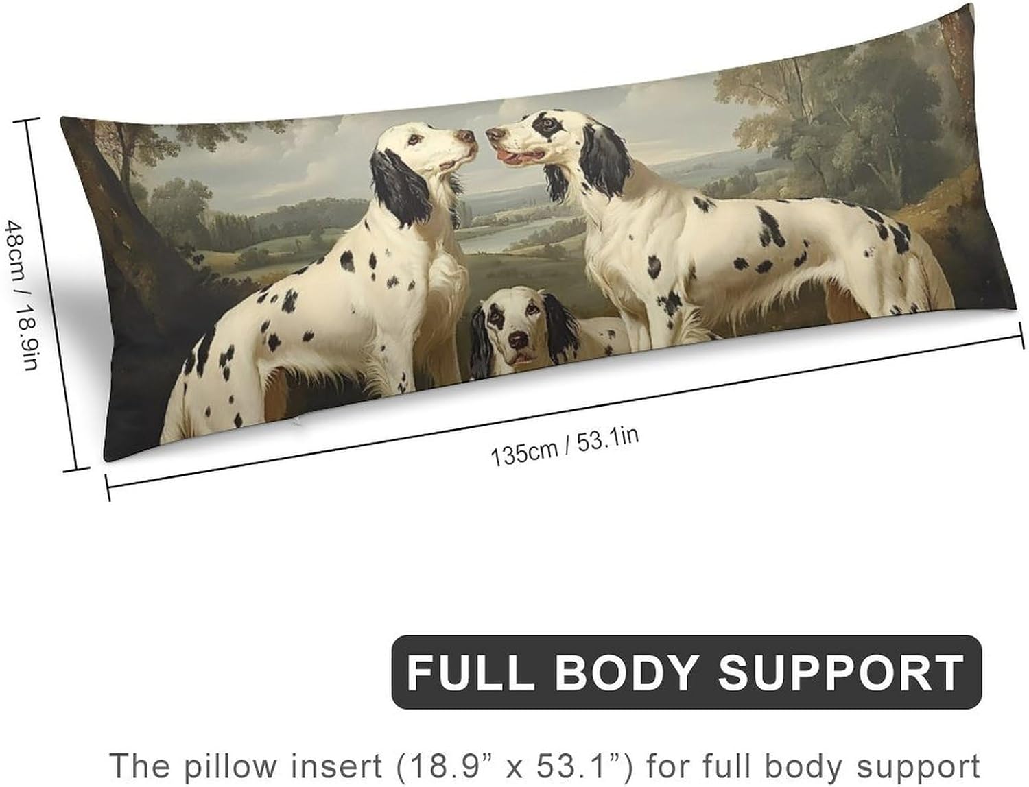 Three English Setters Dogs Body Pillow Cover Long Cushion 18.9x53.1 Inch | pillowcase,bed decor,farmhouse,sofa