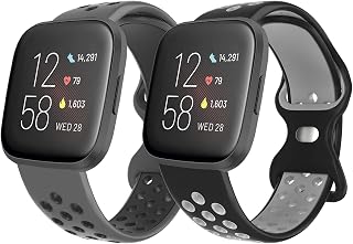 ESeekGo Compatible with Fitbit Versa 2 Bands/Fitbit Versa Bands for Men Women, 2-Pack Soft Sport Breathable Versa 2 Bands Compatible for Fitbit Versa Lite Bands for Men Women, Large