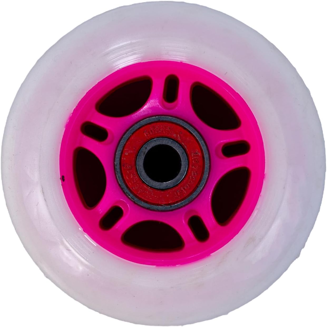AlveyTech 76 mm Wheels for the Razor FlashRider 360 and RipRider 360 (Set of 2) - Durable White Wheel with Pink Hub with ABEC Bearings, Replacement Drift Kart and Scooter Wheel Parts, DIY Install