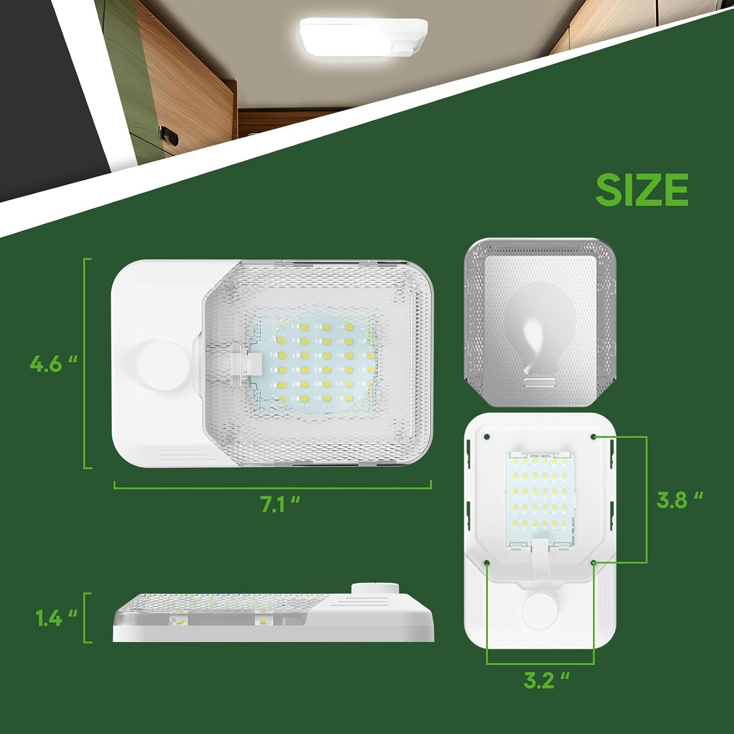 RVGUARD RV LED Ceiling Single Dome Light, 12V LED Lights, Interior Light with Adjustable Brightness & Memory Function, 6500K Cold White, for RV, Trailer, & Camper Van, 5 Pack