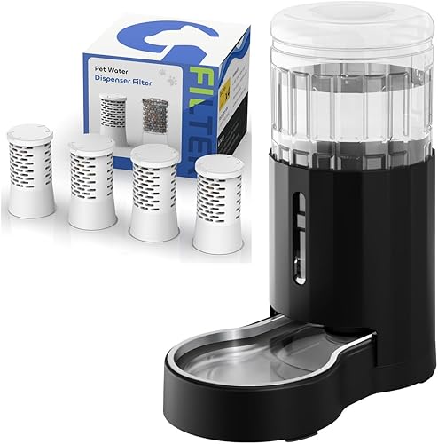 CZPET Dispensador automático de agua para perros y gatos de 7 litros con filtro y cuenco de acero inoxidable, gran capacidad y área para beber sin