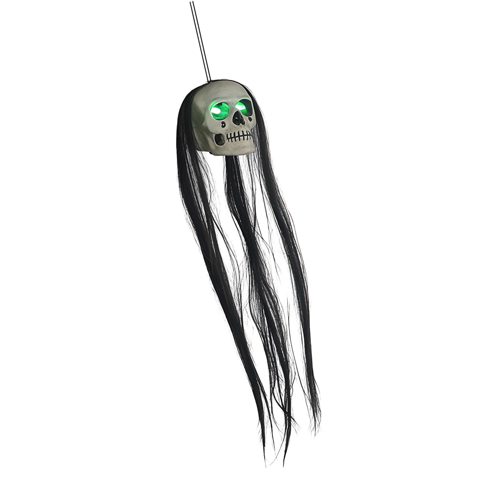 ADYJEE Haunting House Decorations Glowing Specter with Long Hair for Halloween Night Display Hanging Ornament Party Scary Accessories