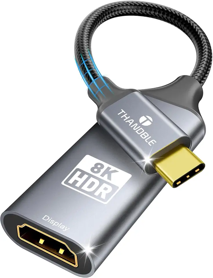 Adaptador USB C para HDMI 2.1, suporta 8K @60Hz e 4K 120Hz, HDR dinâmico, Thunderbolt 3/4/5, porta USB 4, adaptador tipo C para HDMI para MacBook Pro/Air, XPS, ThinkPad, iPhone 15/16 Series