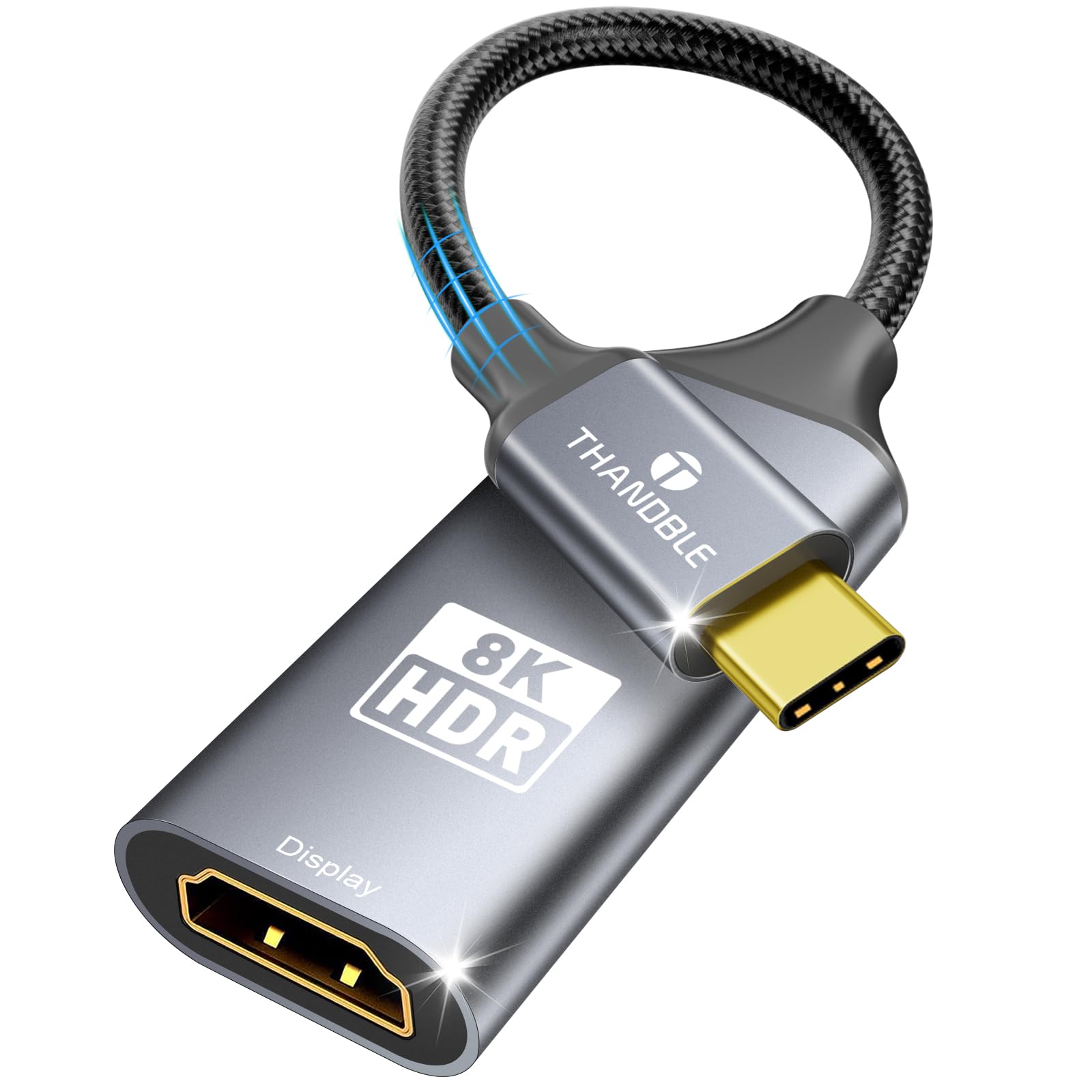THANDBLE USB C to HDMI 2.1 Adapter, Support 8K@60Hz and 4K 120Hz, Dynamic HDR, Thunderbolt 3/4/5, USB 4 Port, Type C to HDMI Adapter for MacBook Pro/